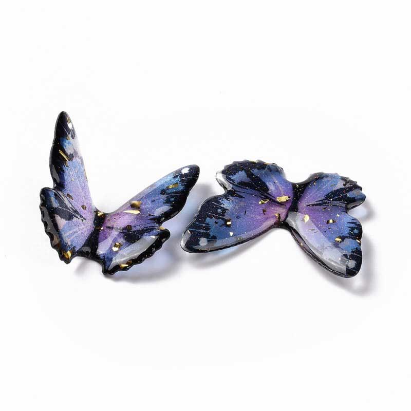 Resin 38mm 3D Butterfly   AsstColour 5pcs