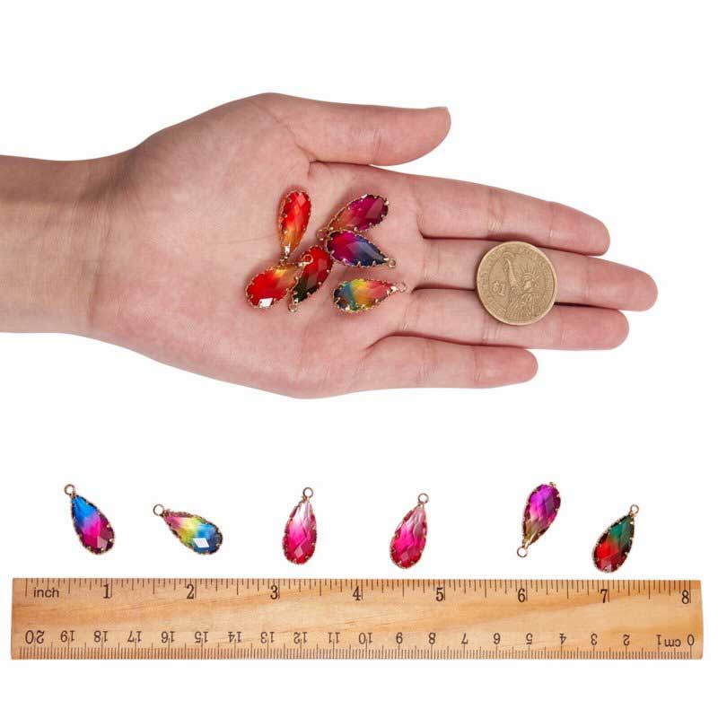 Fancy Rhinestone - 11x24mm - Faceted Pear Drop / Setting - Assorted Colours - Br