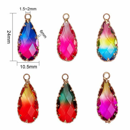Fancy Rhinestone - 11x24mm - Faceted Pear Drop / Setting - Assorted Colours - Br