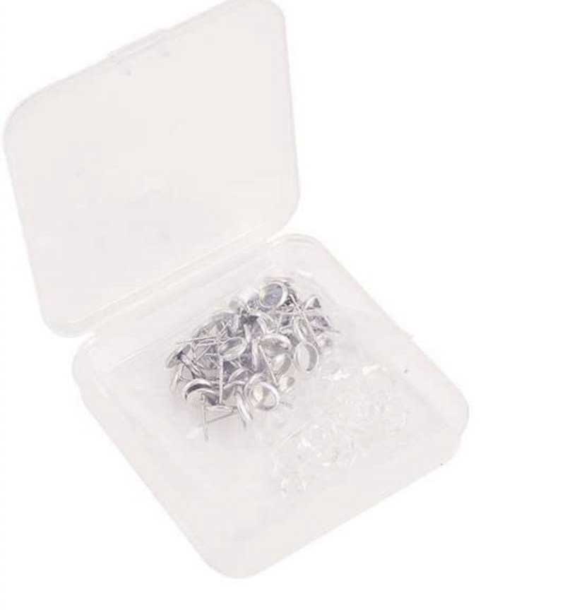 Earring - ID 6mm - Stud Round Tray Bezel with Glass Cabochon - Stainless Steel (