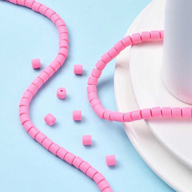 Polymer Clay Vinyl - Tubes - Party Pink (strand)