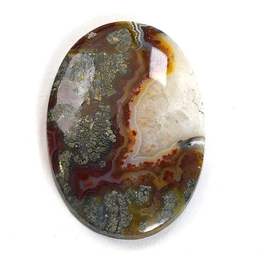 OOAK Cabochon - Pyrite + Crazy Lace Agate - Oval
