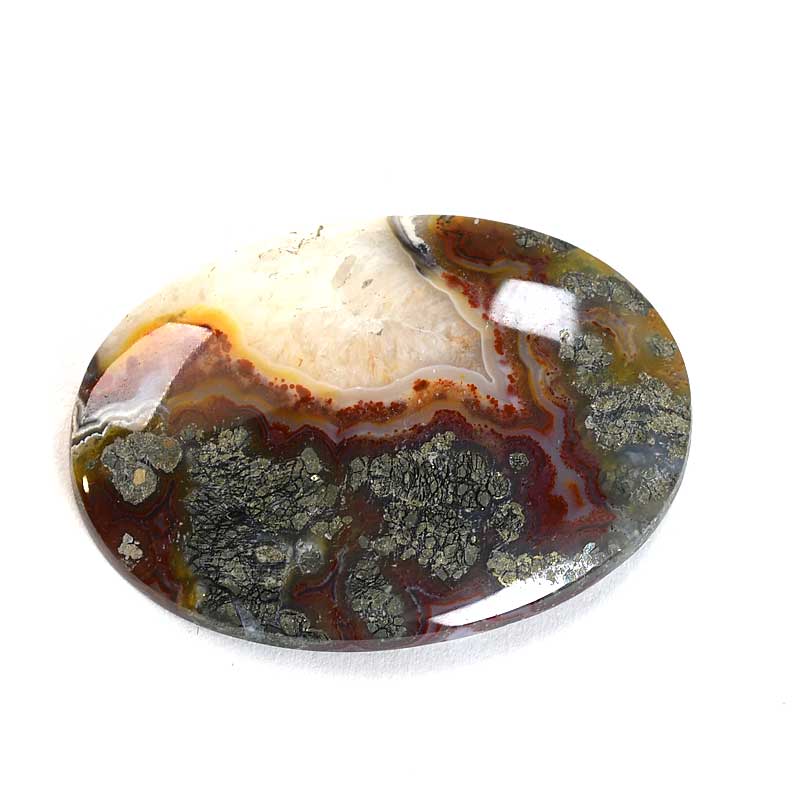 OOAK Cabochon - Pyrite + Crazy Lace Agate - Oval