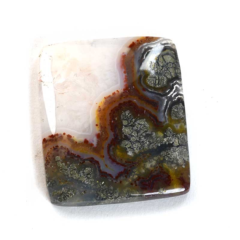 OOAK Cabochon - Pyrite + Crazy Lace Agate - Rectangle