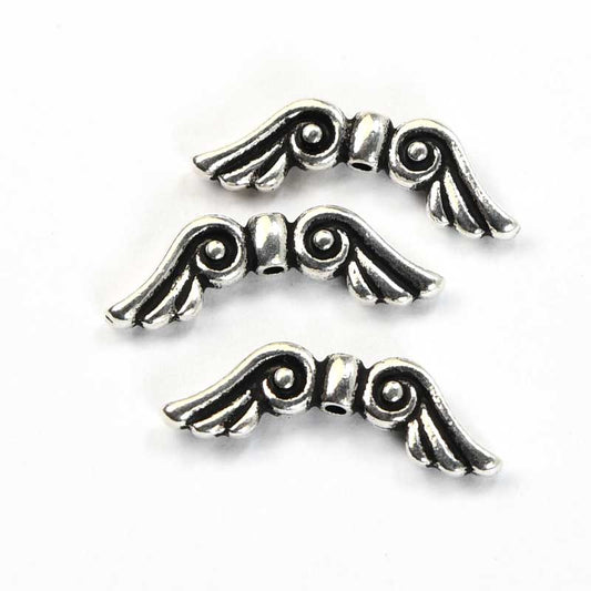 Metal Beads - Medium - Angel Wings - Antiqued Silver (2)