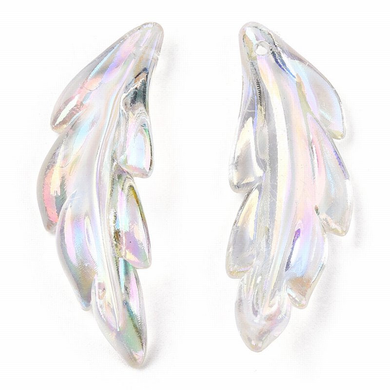 Acrylic Charm   FeatherLeaf CrysAB 25