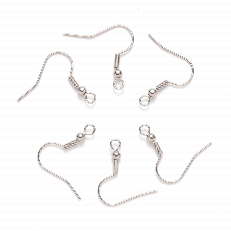 Earring - 22mm - Simple Fishhooks - Stainless Steel (10 pairs)