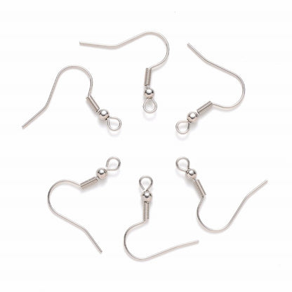Earring - 22mm - Simple Fishhooks - Stainless Steel (10 pairs)