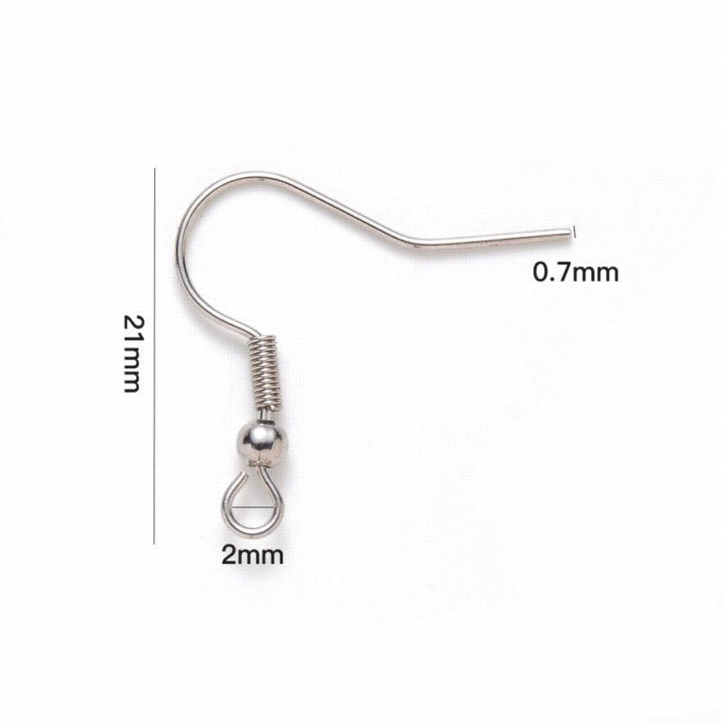Earring - 22mm - Simple Fishhooks - Stainless Steel (10 pairs)