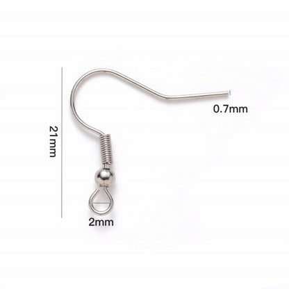 Earring - 22mm - Simple Fishhooks - Stainless Steel (10 pairs)