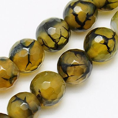 Sun Dragon Vein Agate   8mm Fac Rd 15in