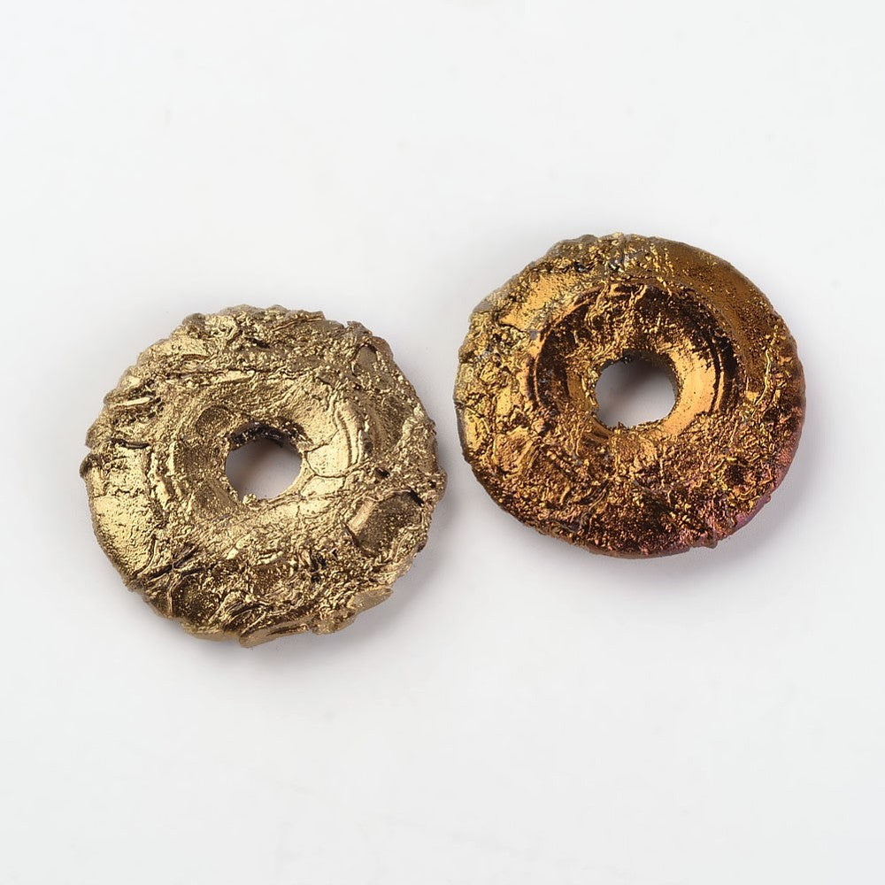 50mm Donut Stone Pendant - Antique Bronze Dragon Bone