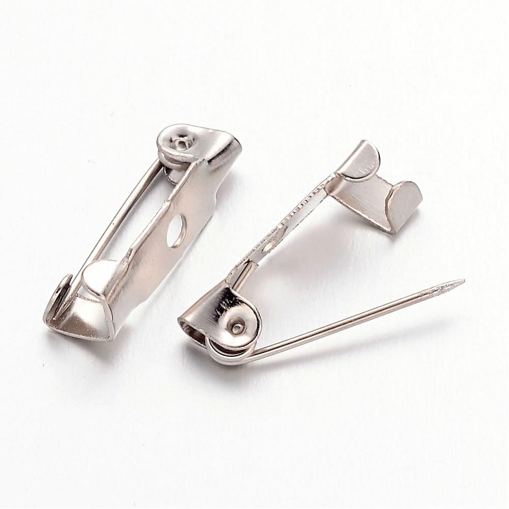 Pin Back - 15mm/.6in - Nickel Coloured (10)