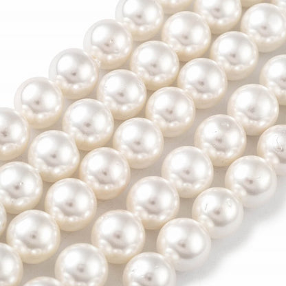 Shell Pearl Beads - 8mm - Round - Absolute White (strand)