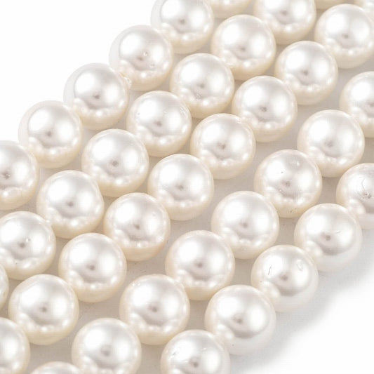 Shell Pearl Beads - 8mm - Round - Absolute White (strand)