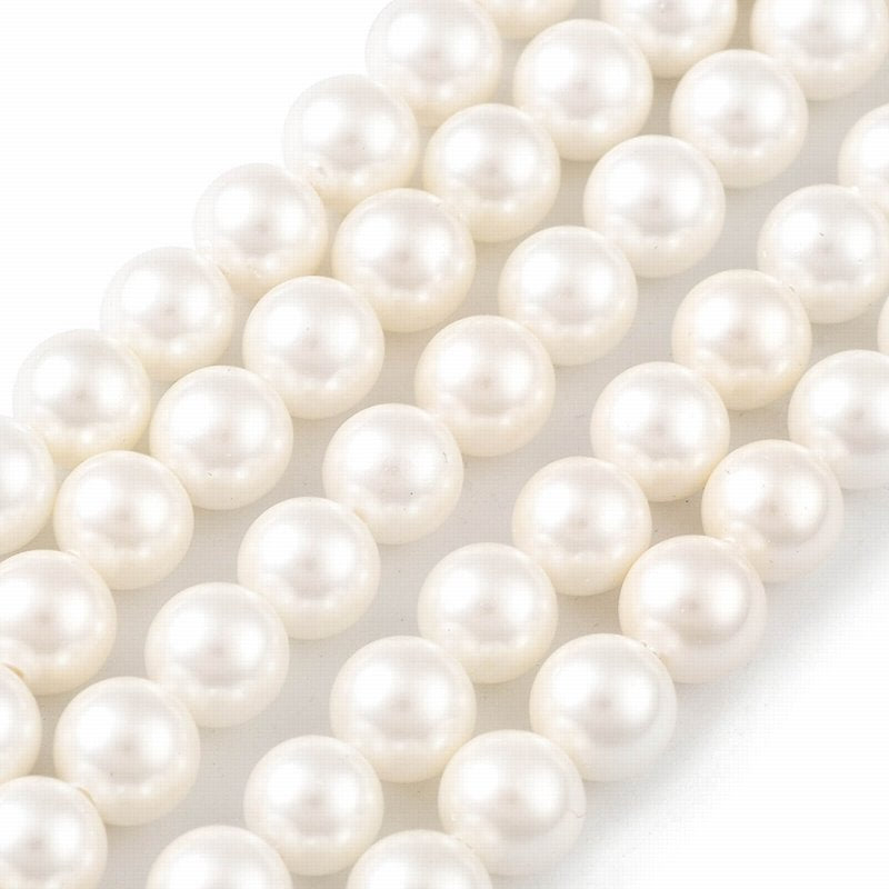Shell Pearl Beads - 6mm - Round - Absolute White (strand)