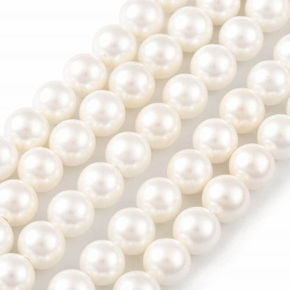 Shell Pearl Beads - 6mm - Round - Absolute White (strand)