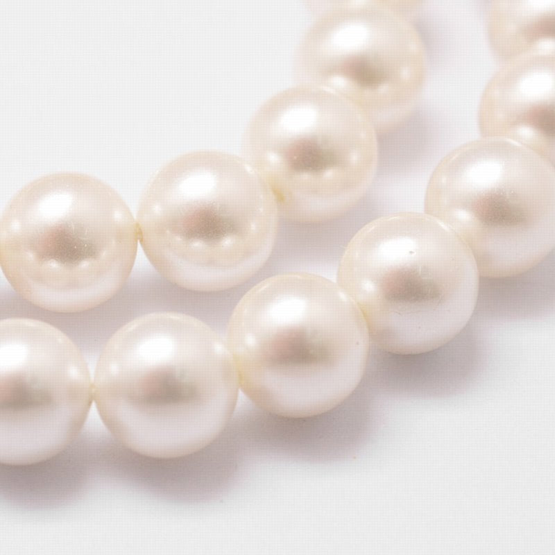 Shell Pearl Beads - 6mm - Round - Absolute White (strand)