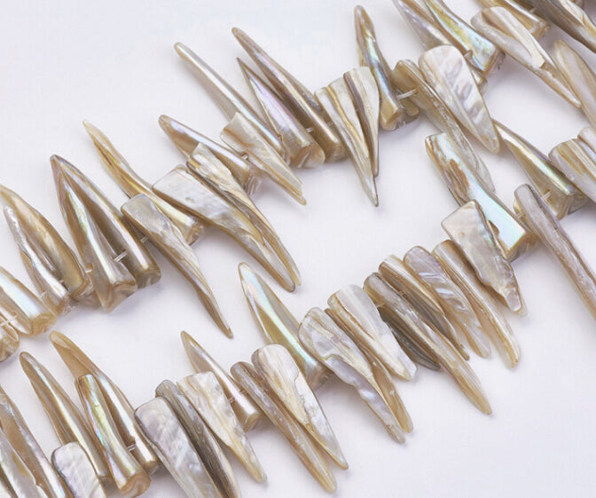 Natural Shell Beads - 6mm - Nugget Stick - Natural Cream (strand)