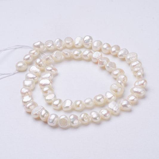 Natural Cultured Freshwater Pearls - 6-7mm - Nuggets - Natural White (strand)