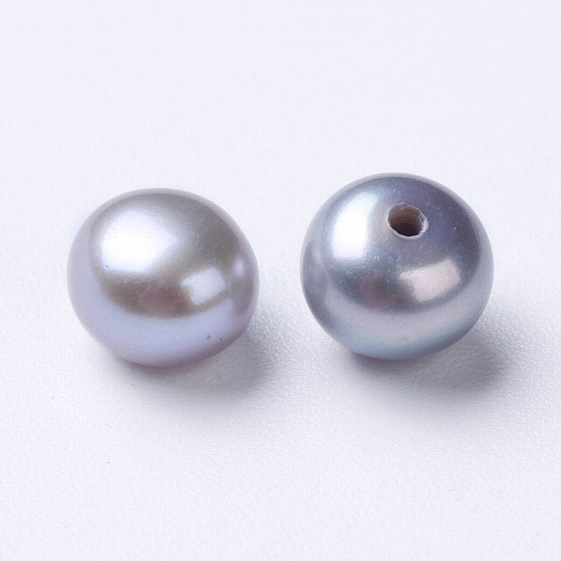 Natural Cultured Freshwater Pearls - 5-5.5mm - Half Drilled Rondelle - Platinum 