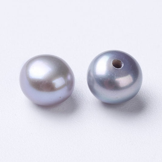 Natural Cultured Freshwater Pearls - 5-5.5mm - Half Drilled Rondelle - Platinum 