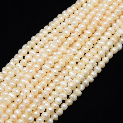 Natural Cultured Freshwater Pearls - 5-6mm - Potato - Cream (strand)