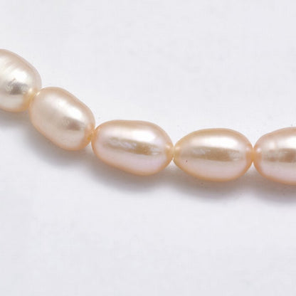 Natural Cultured Freshwater Pearls - 5-6mm - Rice - Light Peach (strand)