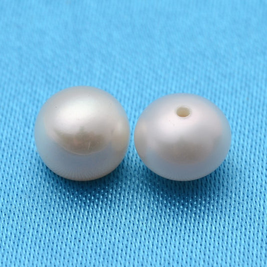 Natural Cultured Freshwater Pearls - 6.5-7mm - Half Drilled Rondelle - Creamy Wh
