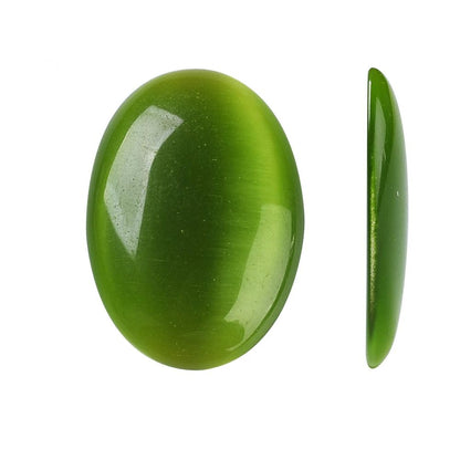 Cat's Eye Cabochon - 18x25mm - Oval - Leaf Green (5)