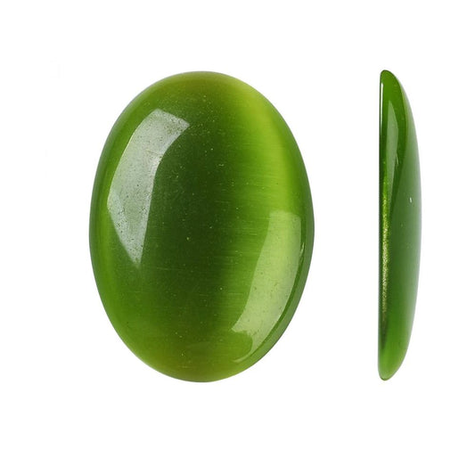 Cat's Eye Cabochon - 18x25mm - Oval - Leaf Green (5)