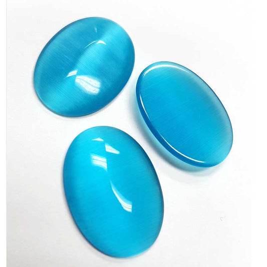 Cat's Eye Cabochon - 18x25mm - Oval - Aquamarine (5)