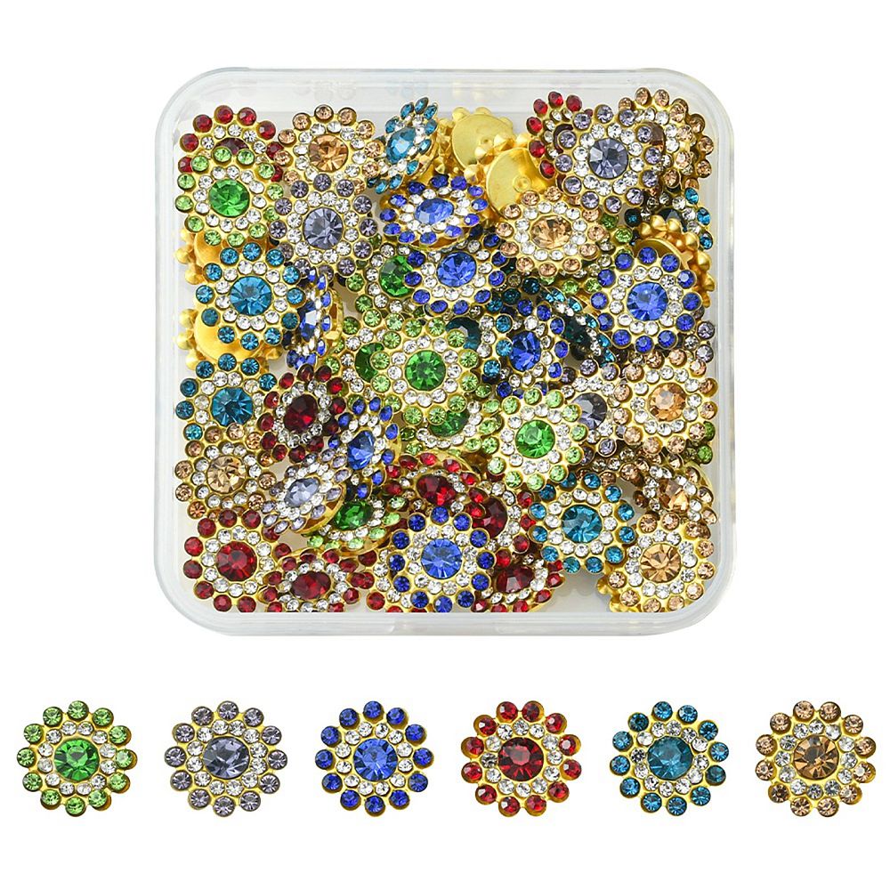 Sew-on Rhinestones - Flower Button Montees - Assorted Colours (Pack)