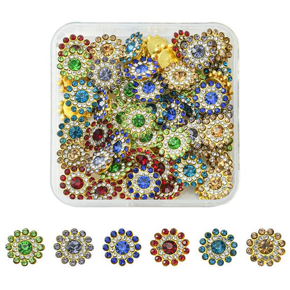 Sew-on Rhinestones - Flower Button Montees - Assorted Colours (Pack)