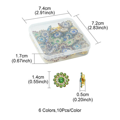 Sew-on Rhinestones - Flower Button Montees - Assorted Colours (Pack)