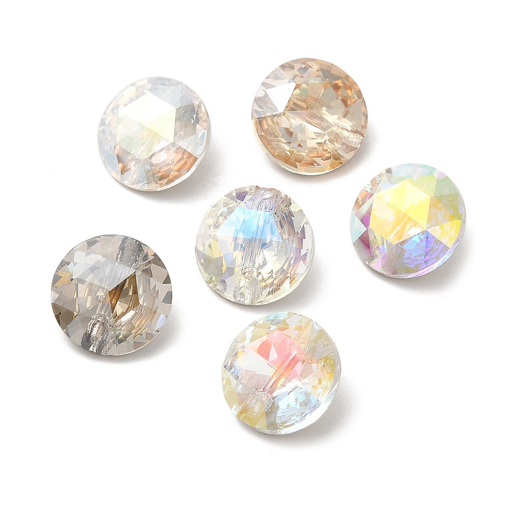 Rhinestone Button - 10mm - Faceted Round - AB Mix (9)