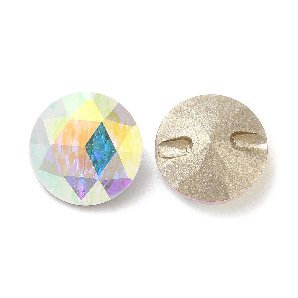 Rhinestone Button - 10mm - Faceted Round - AB Mix (9)