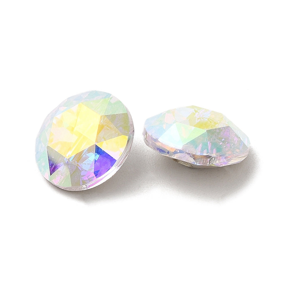 Rhinestone Button - 10mm - Faceted Round - AB Mix (9)