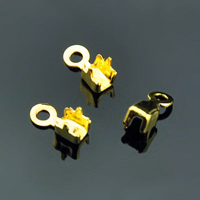 Rhinestone Cupchain End Connector - 2.8mmID - Gold Plated (10)