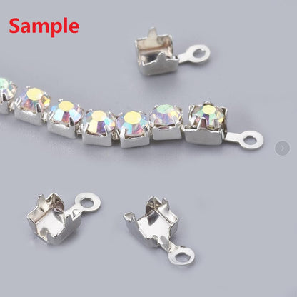 Rhinestone Cupchain End Connector - 2.8mmID - Gold Plated (10)
