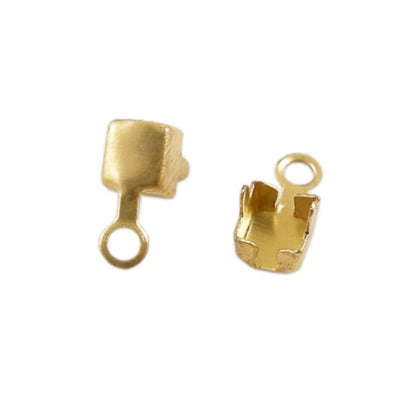Rhinestone Cupchain End Connector - 4.5mmID - Gold Plated (10)