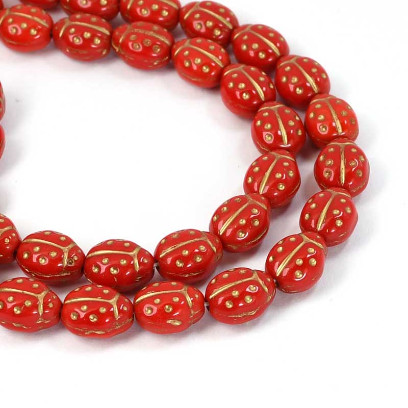 Ladybug - Opaque Red with Gold Wash (25pc)
