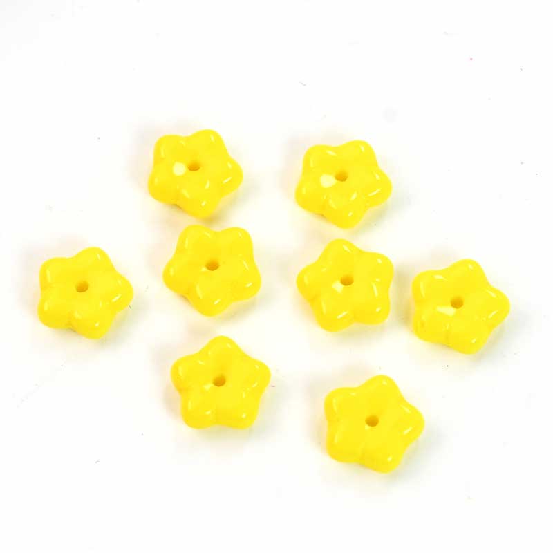 Glass Flower Bead Daisy Spacers - 7mm - Canary Yellow (25)