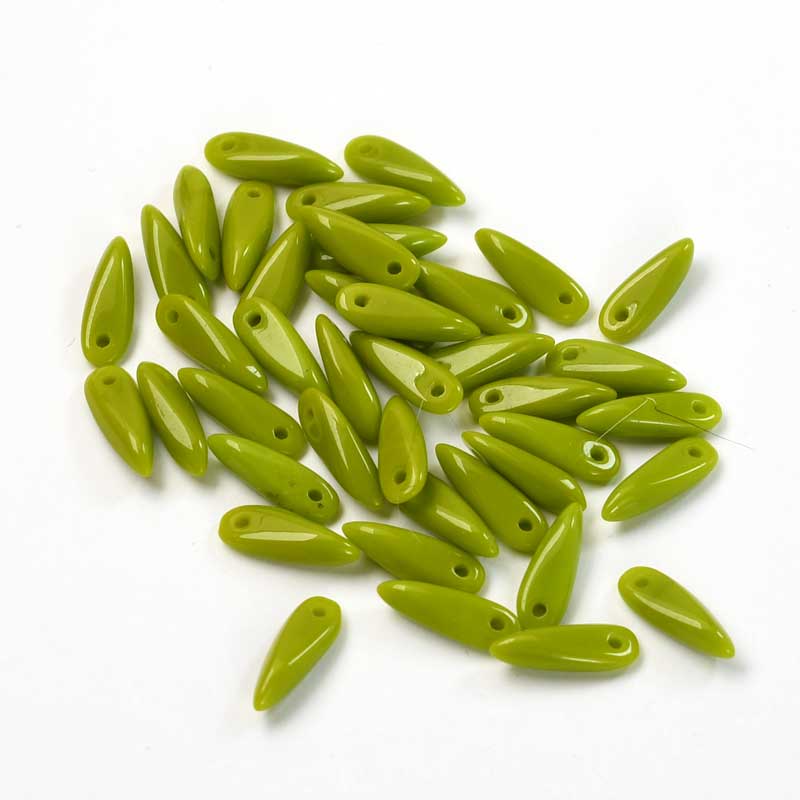 Mini Dagger Beads - 10mm - Opaque Pea Green (25)