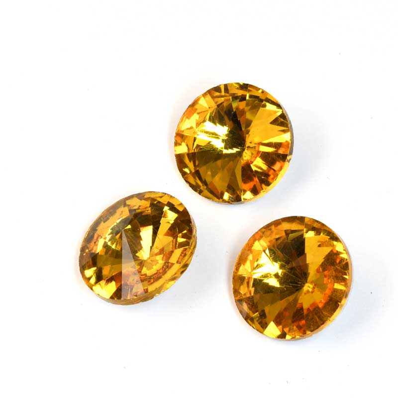 Faceted Fancy Crystal Rhinestone - 16mm - Rivoli - Topaz (5)