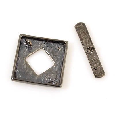 Toggle Clasp -  Textured Square - Gunmetal
