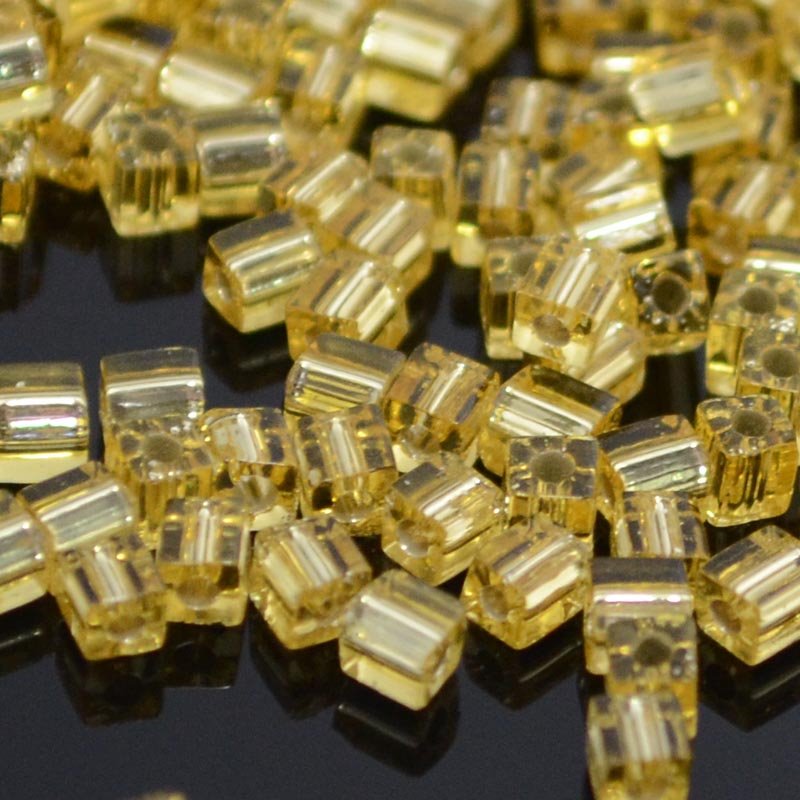 Miyuki Cube - 3mm - Silver Lined Gold