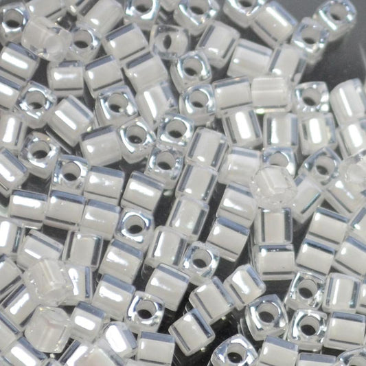 Miyuki Cube - 3mm - Colour Lined Crystal/White