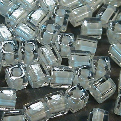 Miyuki Cube - 4mm - Colour Lined White