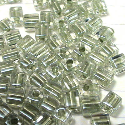 Miyuki Cube - 4mm - Colour Lined Metallic Light Green